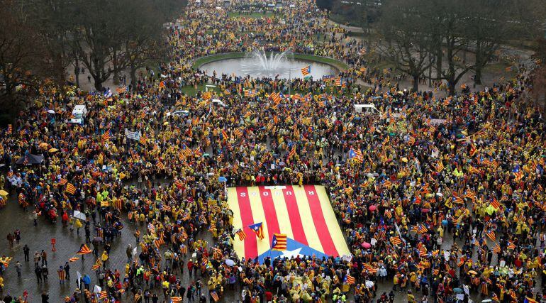 Manifestación independentista en el centro de Bruselas