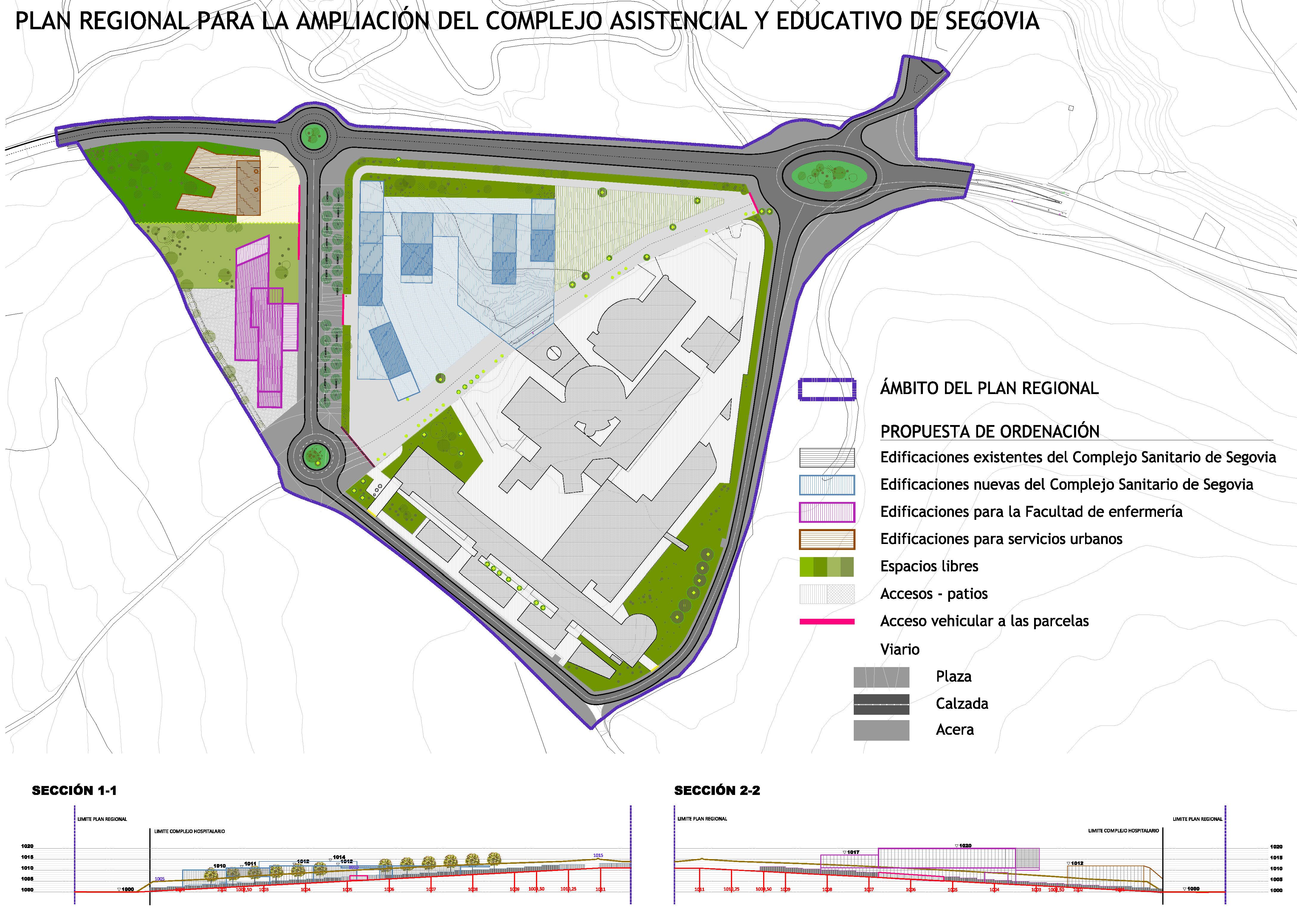 Plano del Plan Regional Complejo Asistencial y Educativo de Segovia