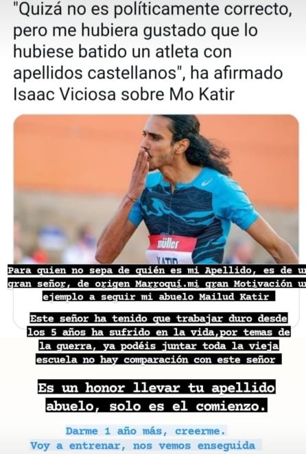 Respuesta de Katir en sus redes sociales