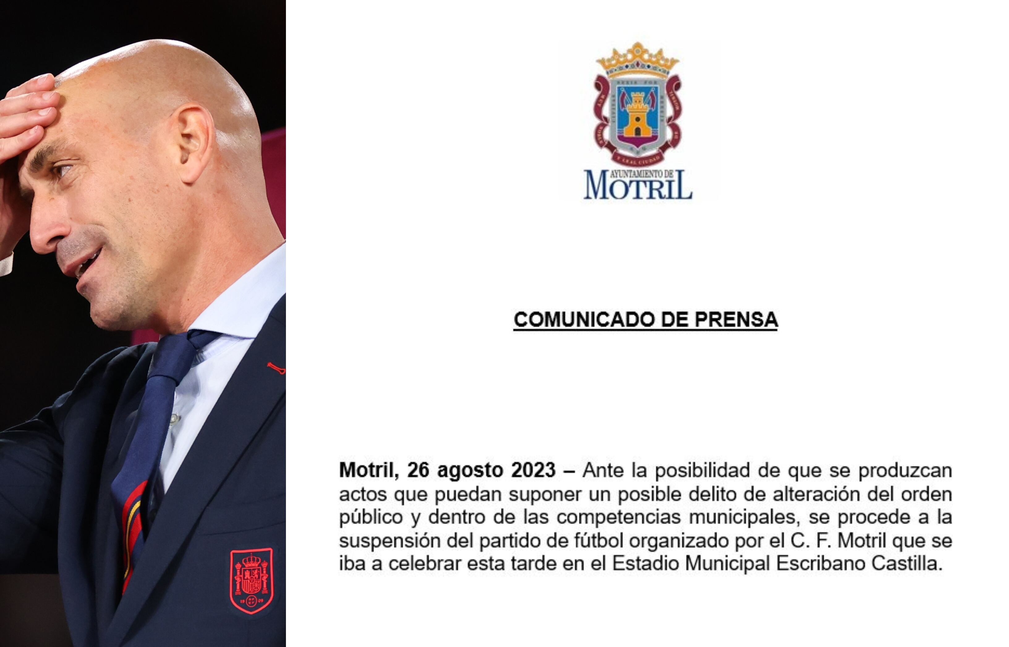 El Ayuntamiento suspende el partido de Luis Rubiales