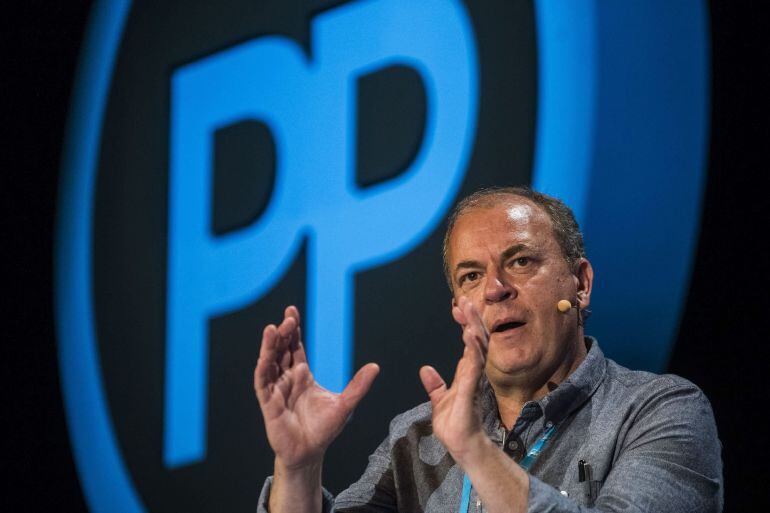 El presidente del PP de Extremadura, José Antonio Monago, durante su intervención en la Conferencia del PP.