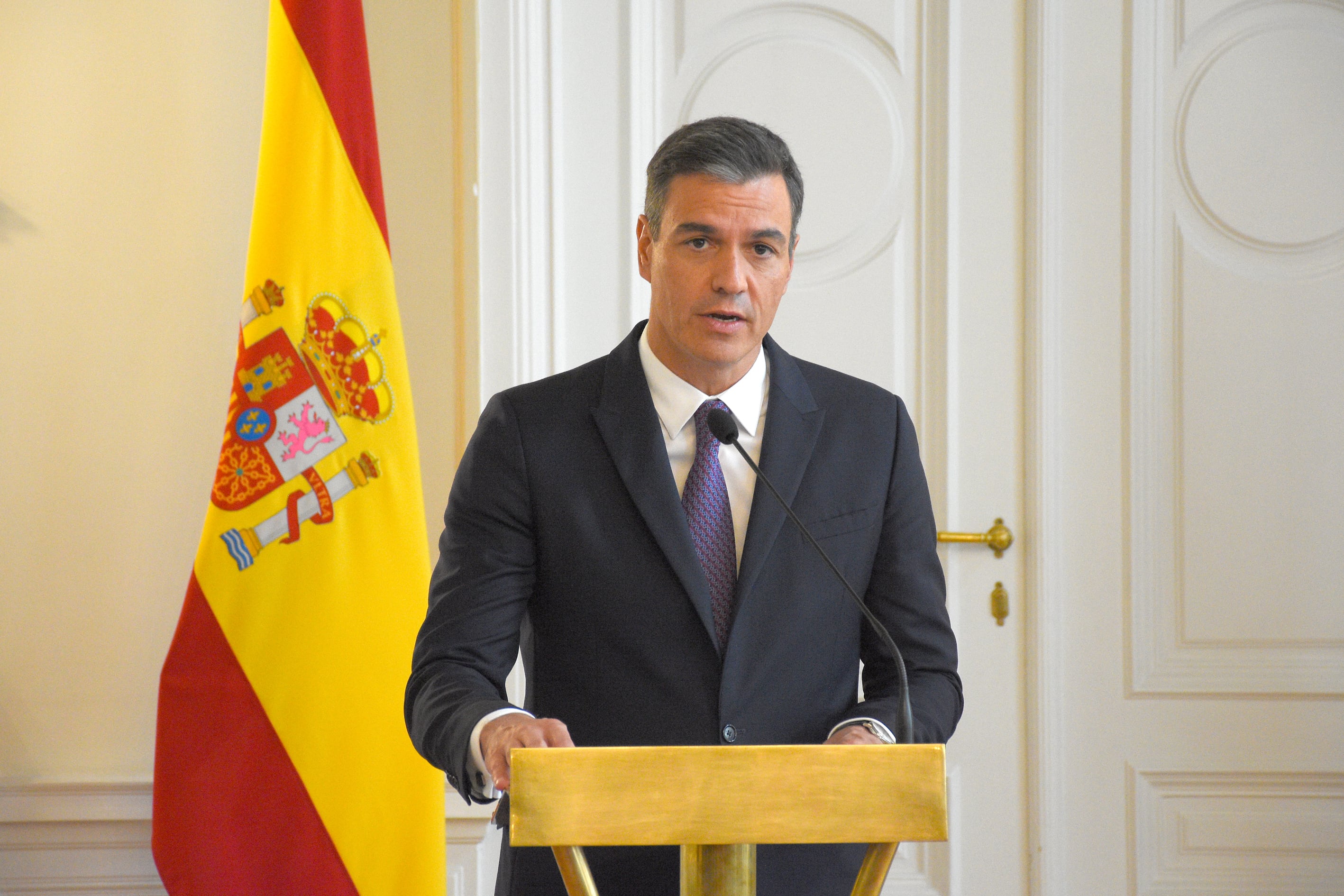 Pedro Sánchez, en una de sus intervenciones durante su reciente gira por los Balcanes.