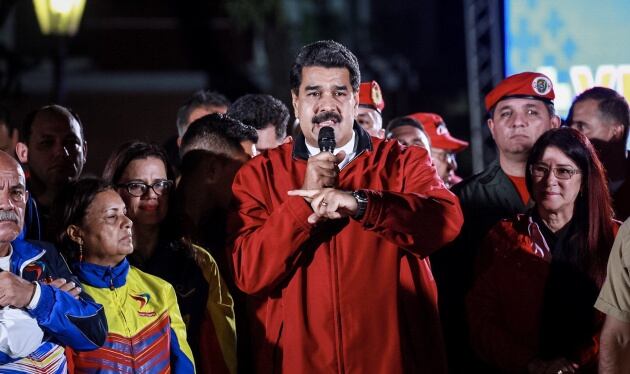 El presidente de Venezuela, Nicolás Maduro, celebra los resultados electorales