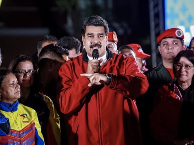 El presidente de Venezuela, Nicolás Maduro, celebra los resultados electorales