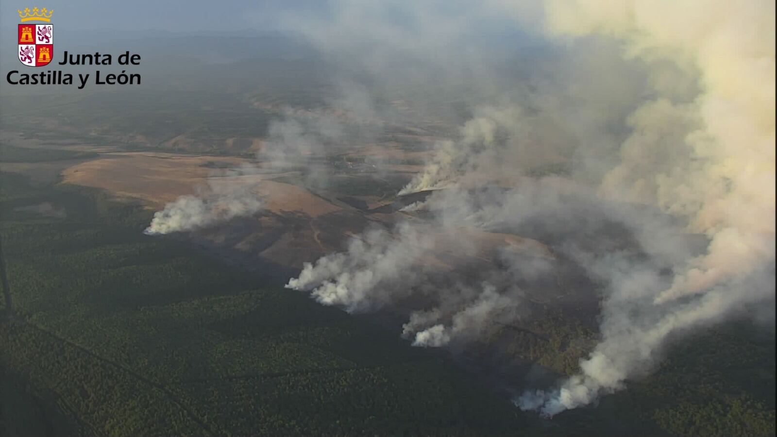 Aspecto que presentaba el fuego durante la tarde del miércoles