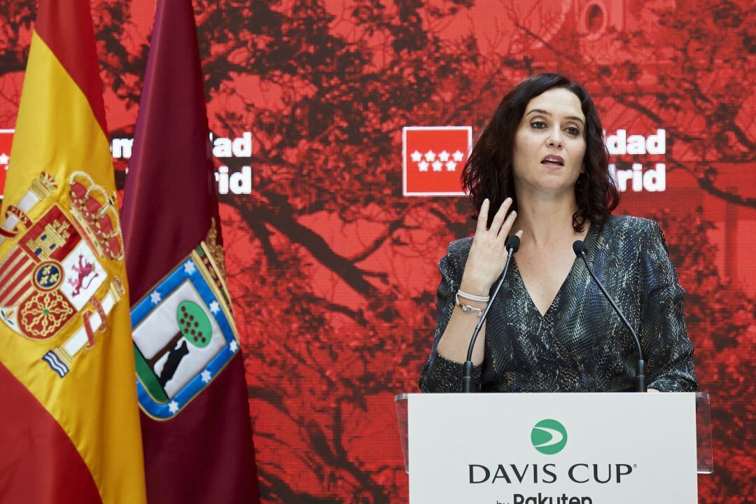 Isabel Diaz Ayuso en la presentación de la Copa Davis.