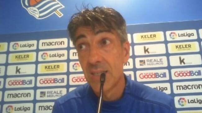 Imanol Alguacil en su rueda de prensa telematica en Zubieta