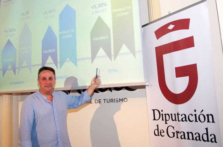 El diputado de Turismo de Granada, Enrique Medina, presenta el balance de resultados turísticos en la provincia correspondientes al primer semestre del año