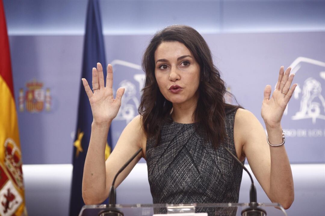 Inés Arrimadas, durante su comparecencia en el Congreso tras la Junta de Portavoces