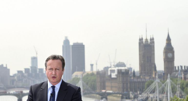 El primer ministro británico, David Cameron, en una rueda de prensa