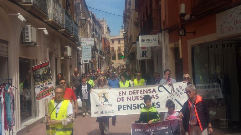 Momento de la manifestación, del sábado 5 de mayo, en defensa de las pensiones.