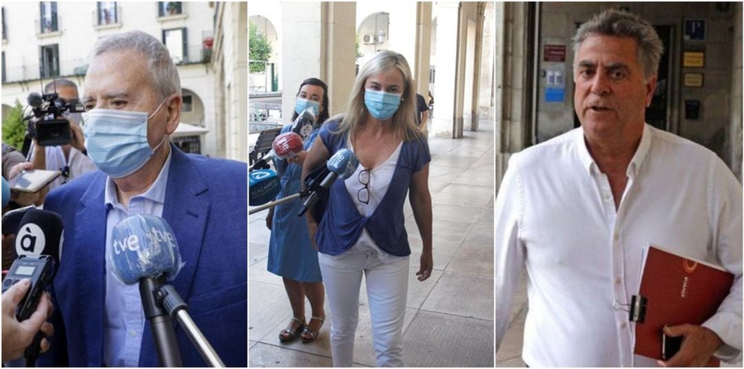 Luis Díaz Alperi, Sonia Castedo y Enrique Ortiz (archivo) llegando a la Audiencia Provincial de Alicante 