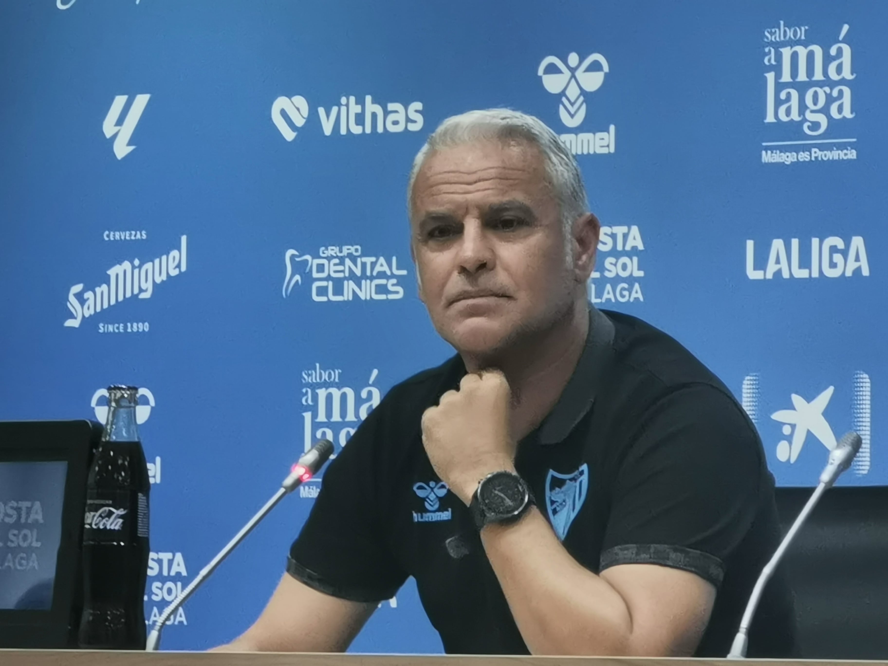 Sergio Pellicer, en la sala de prensa de La Rosaleda