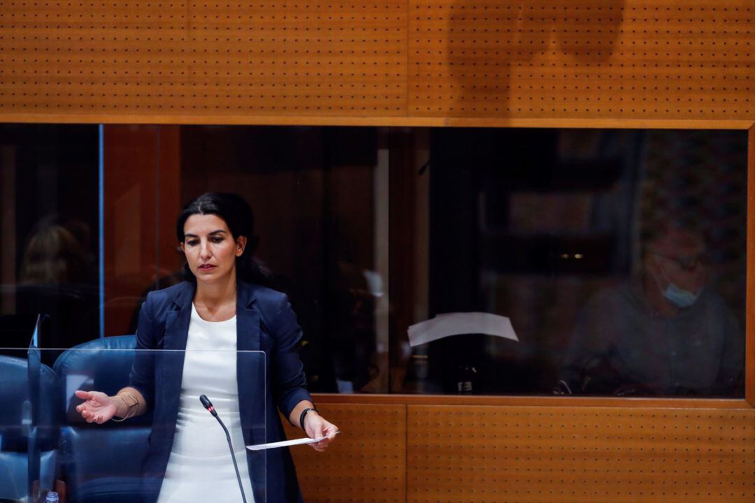 La portavoz de Vox en la Asamblea de Madrid, Rocío Monasterio, participa en una sesión del pleno de la Cámara regional este jueves en Madrid. 