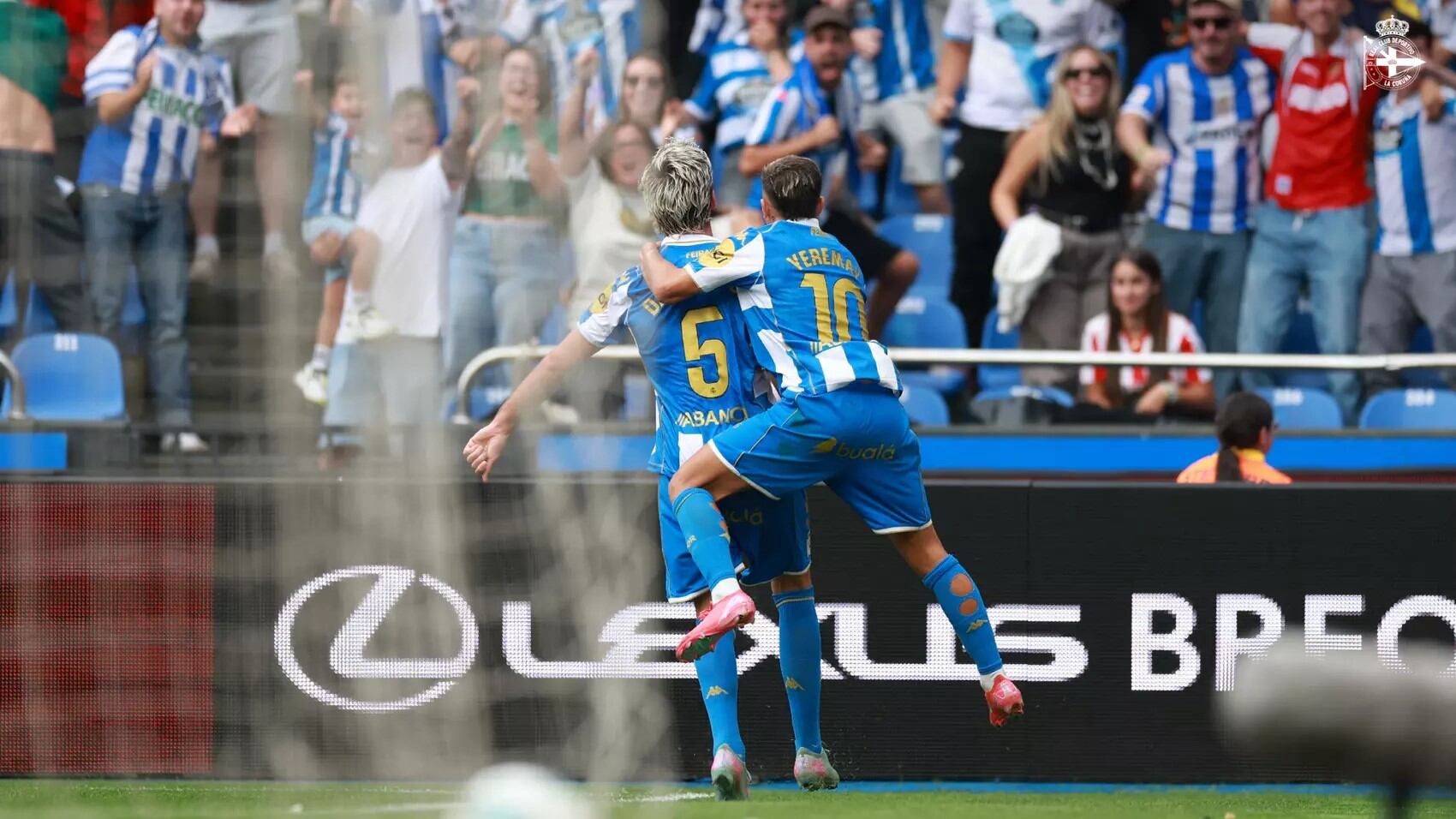 Celebración del gol del Deportivo