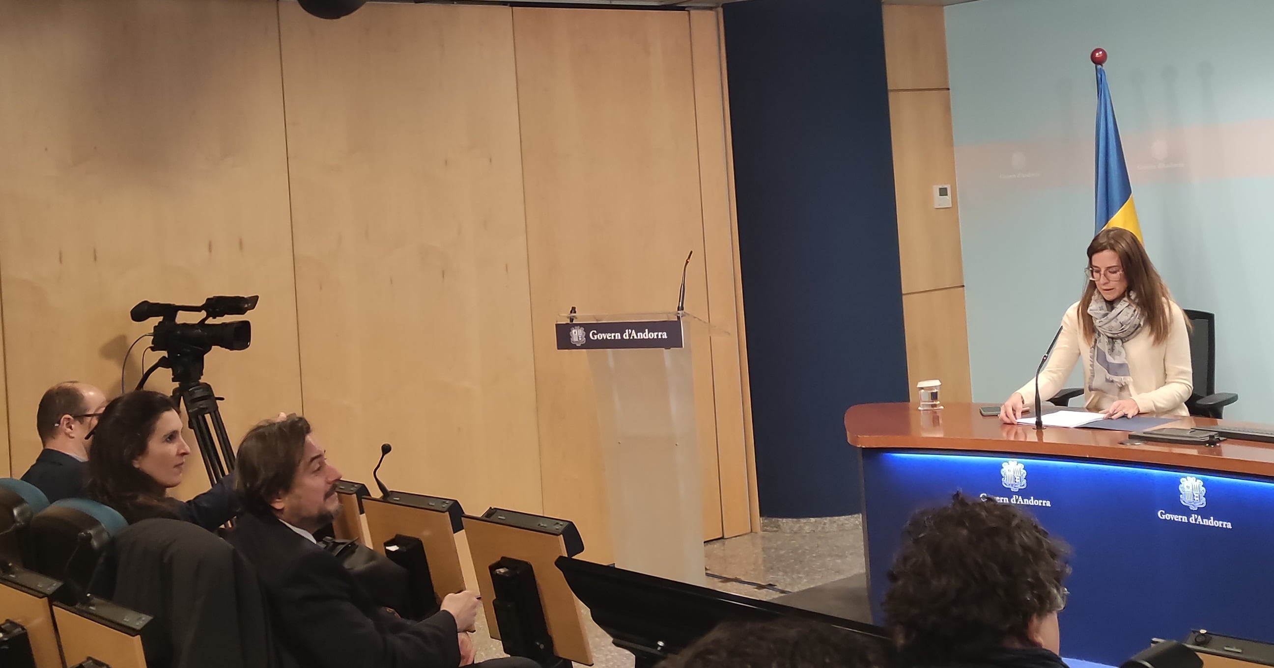 La ministra de Cultura i membre del comitè local de Demòcrates a Andorra la Vella, Sílvia Riva, durant un acte de Govern d'aquest dijous.