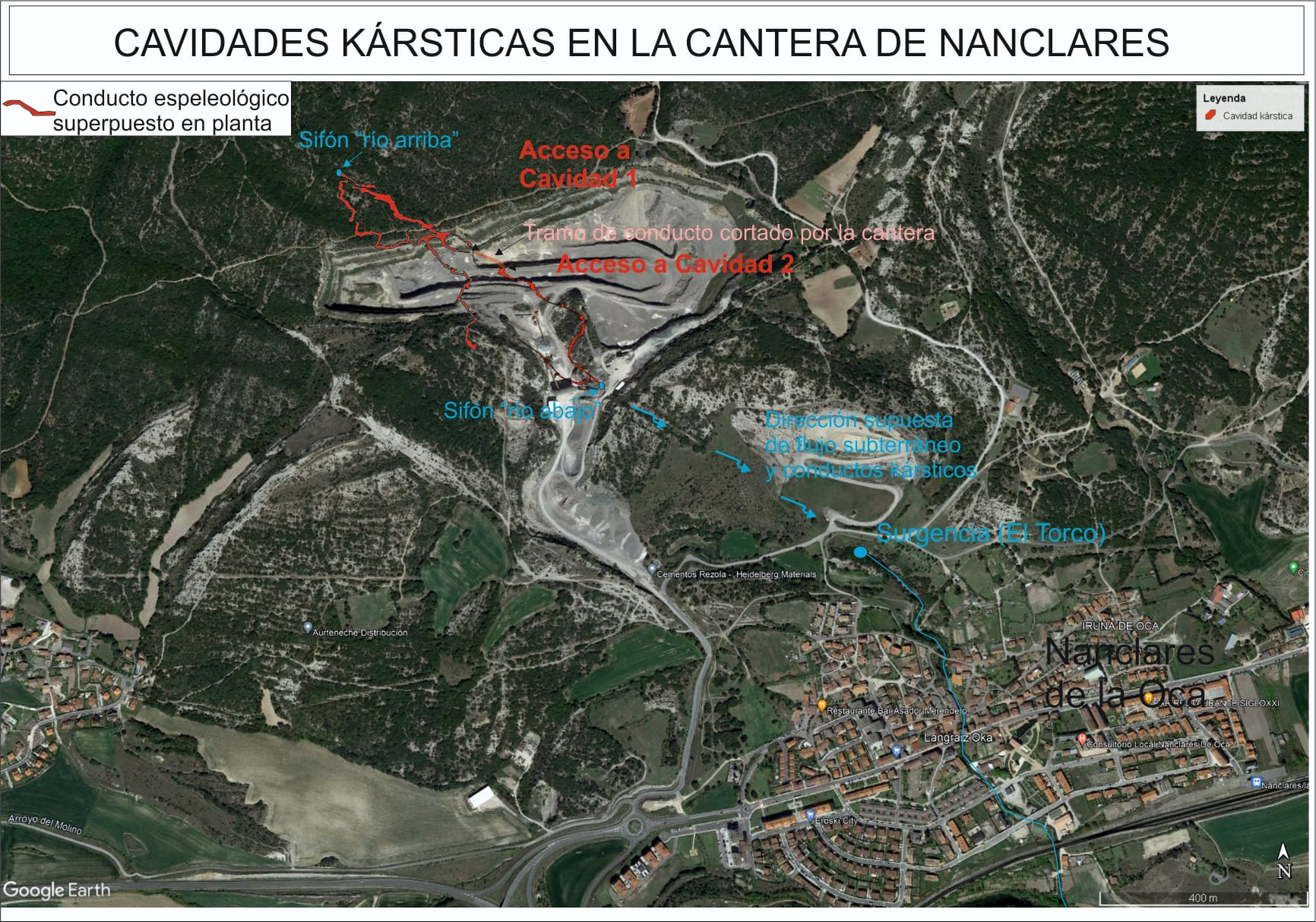 Mapa de las cavidades kársticas elaborado por Zarama Espeleo Taldea