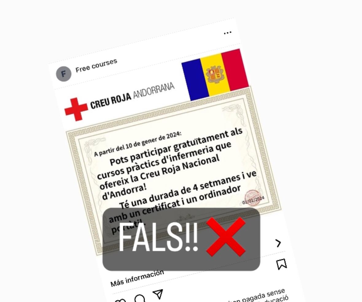 La Creu Roja avisa que aquest anunci a les xarxes socials és fals