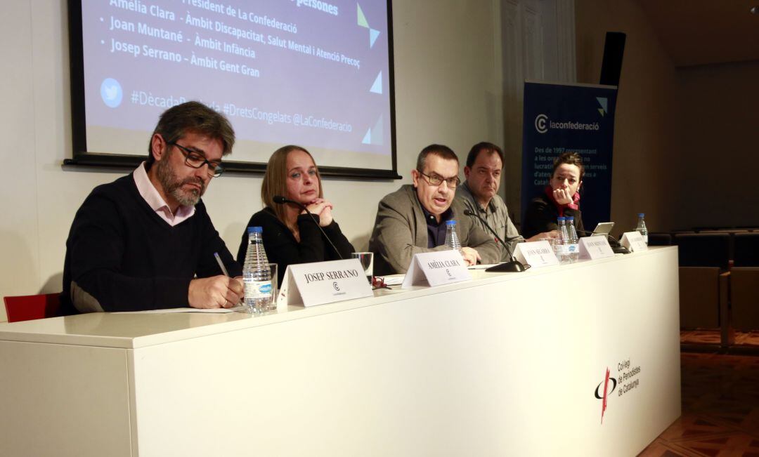 Josep Serrano, Amèlia Clara, Joan Segarra, Joan Muntané i Laia Grabulosa, representants i dirigents de la Confederació Empresarial del Tercer Sector Social de Catalunya