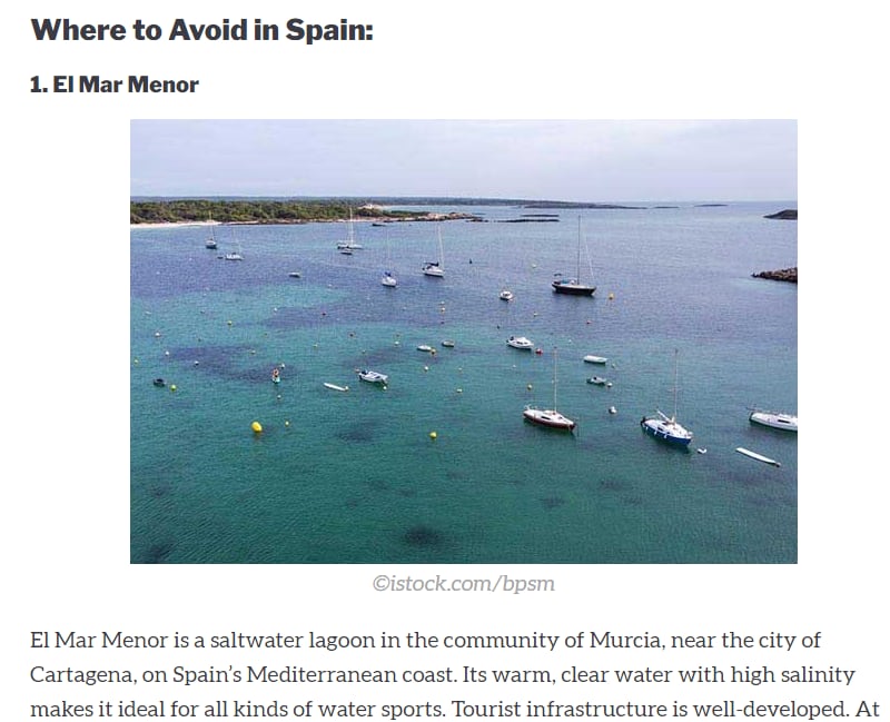 El medio estadounidense International Living se hace eco de la situación del Mar Menor