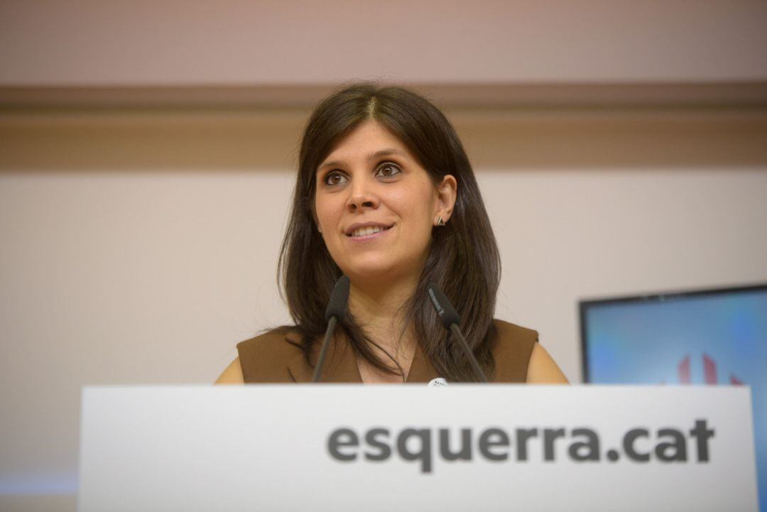 La secretaria general adjunta de ERC, Marta Vilalta, en rueda de prensa