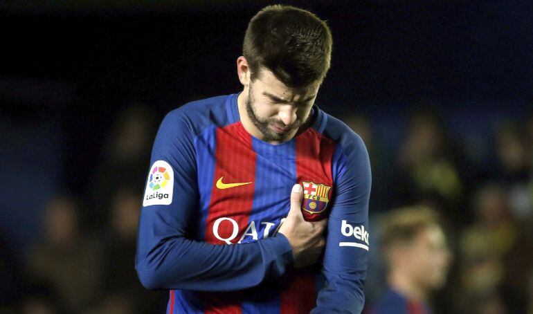 Gerard Piqué, durante el encuentro de Villarreal