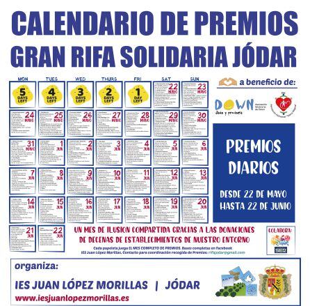 Calendario de la Gran Rifa Solidaria del IES Juan López Morillas