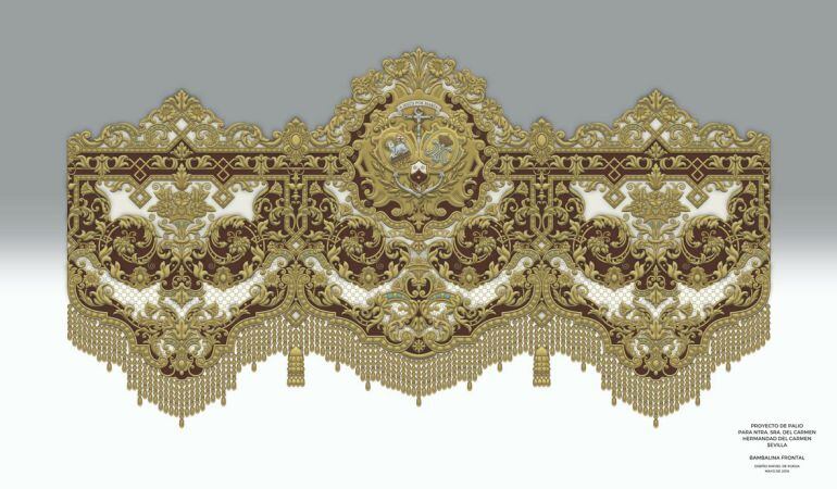 Proyecto de bambalina delantera para el palio de Nuestra Señora del Carmen
