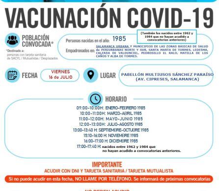 Vacunación para los nacidos en 1985