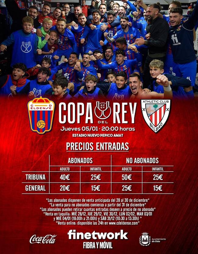 Precios para el partido de Copa del Rey