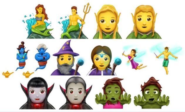 Los nuevos emojis incluyen zombis, vampiros y magos.