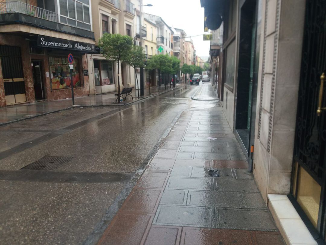 Calle General Fresneda, centro comercial de Jódar, esta misma mañana