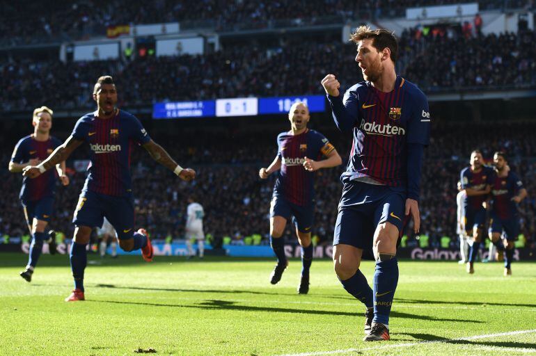 Messi celebra su gol, de penalti