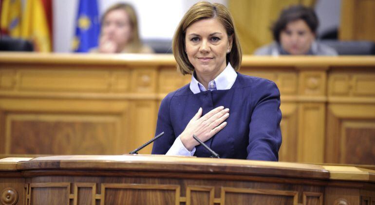 Cospedal durante una sesión parlamentaria en las Cortes