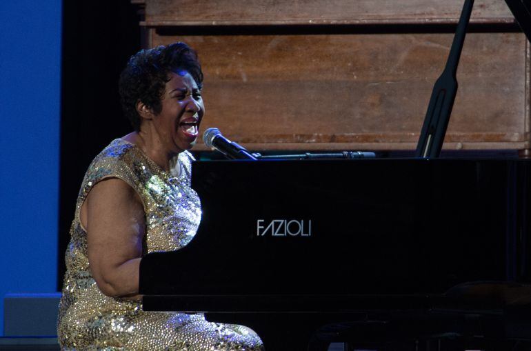 Aretha Franklin durante una actuación en la Casa Blanca en abril de 2016  