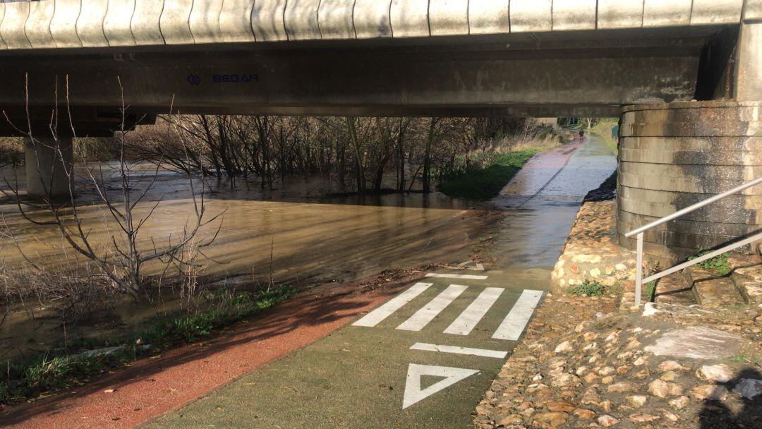 Zona afectada por la crecida del río en Palencia