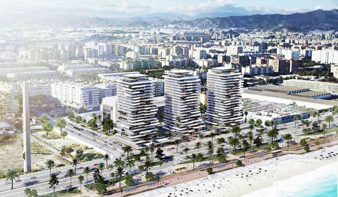 Maqueta del proyecto de Picasso Towers junto a la Térmica, en Málaga