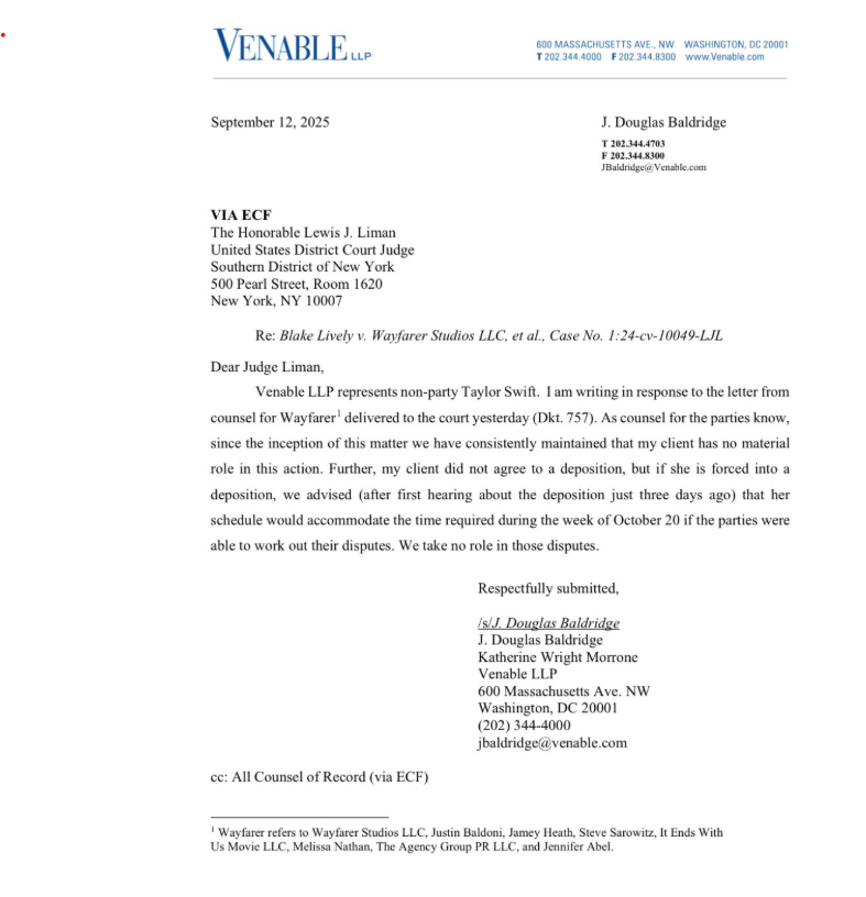 Comunicado de los abogados de Taylor Swift