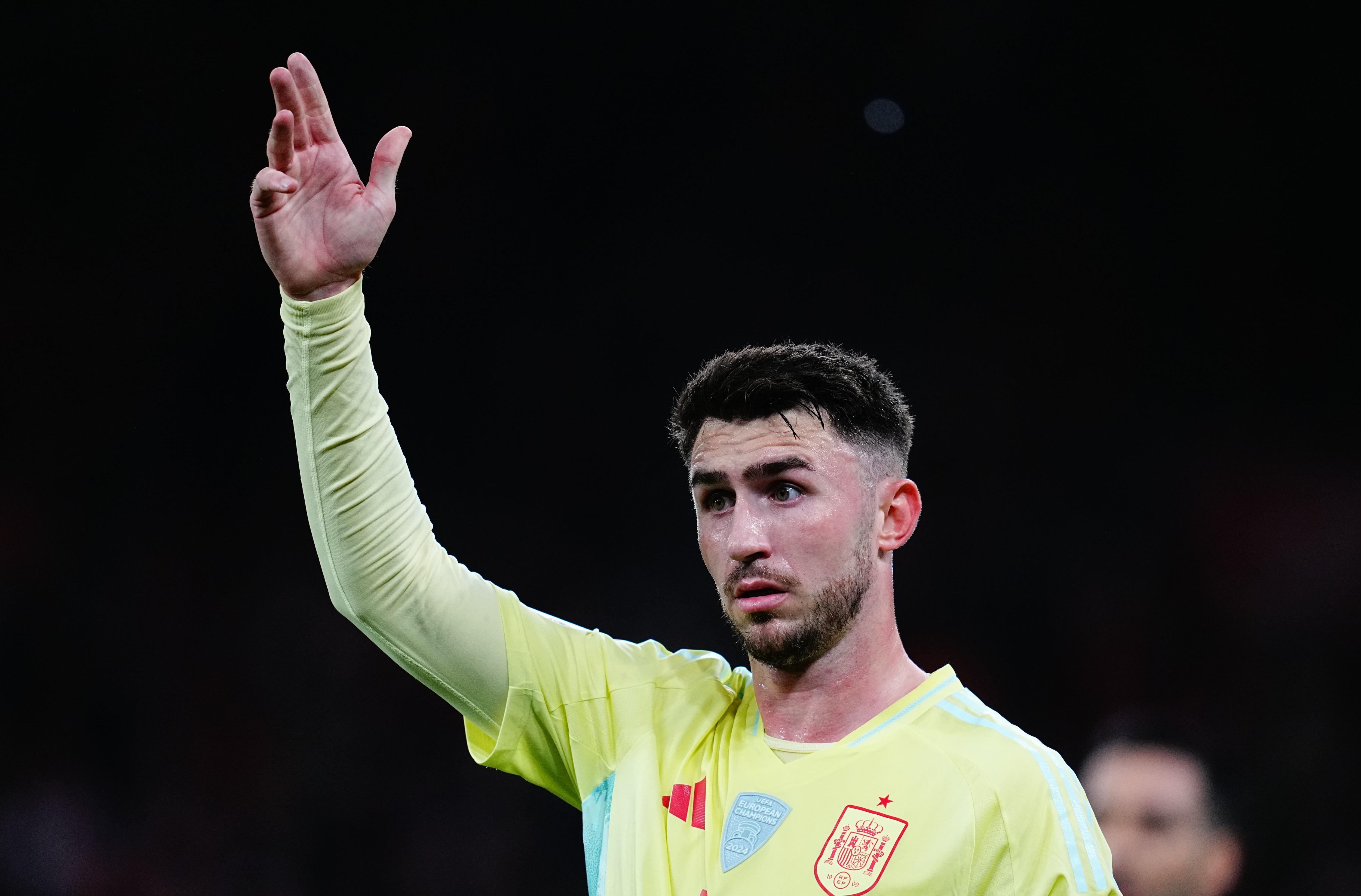 Aymeric Laporte, durante un partido con la selección española
