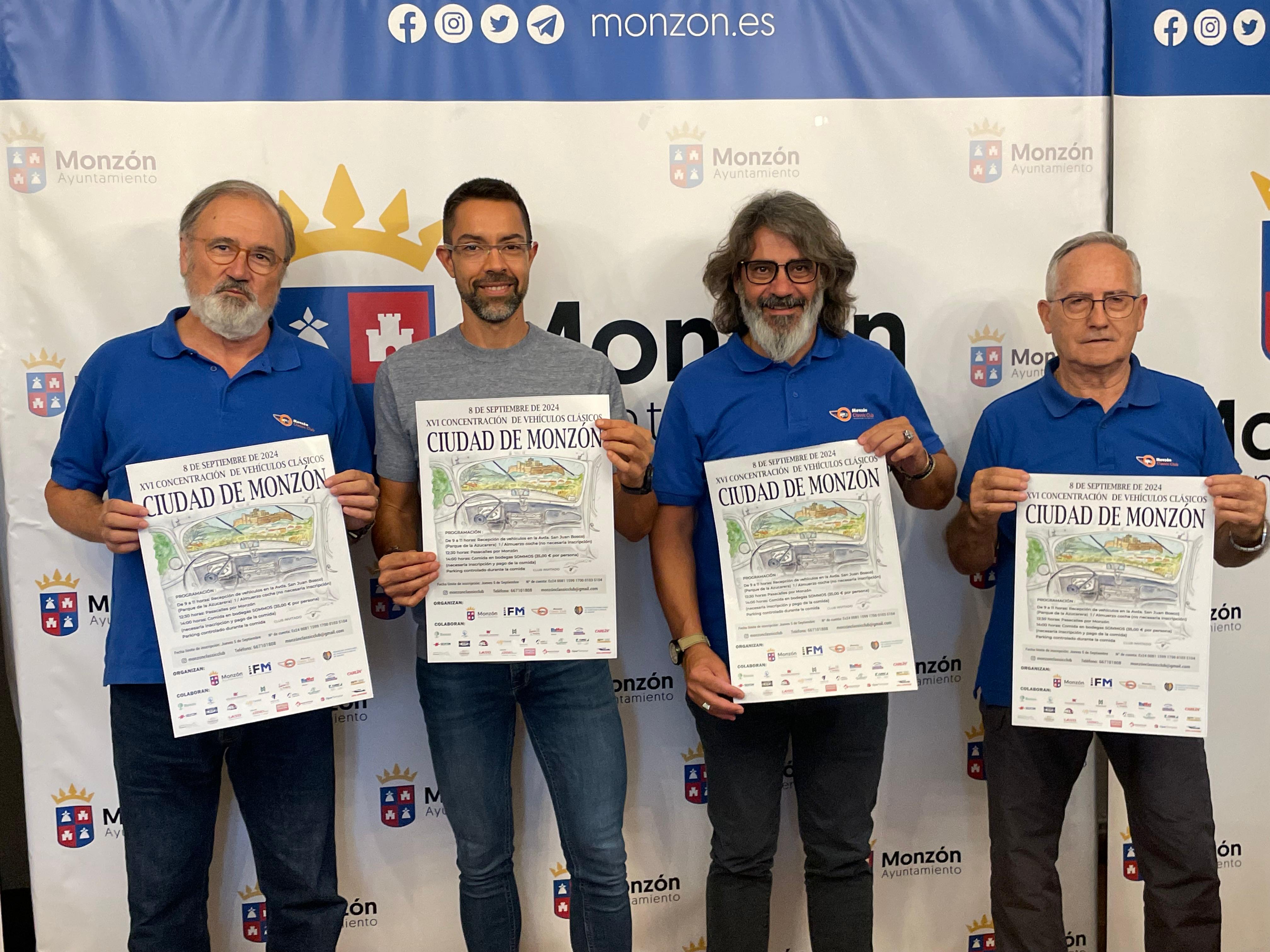 José Martia Sartorio, Jairo Sánchez, Nacho Orga y Carlos Campoy tras la presentación. Foto: Ayuntamiento de Monzón