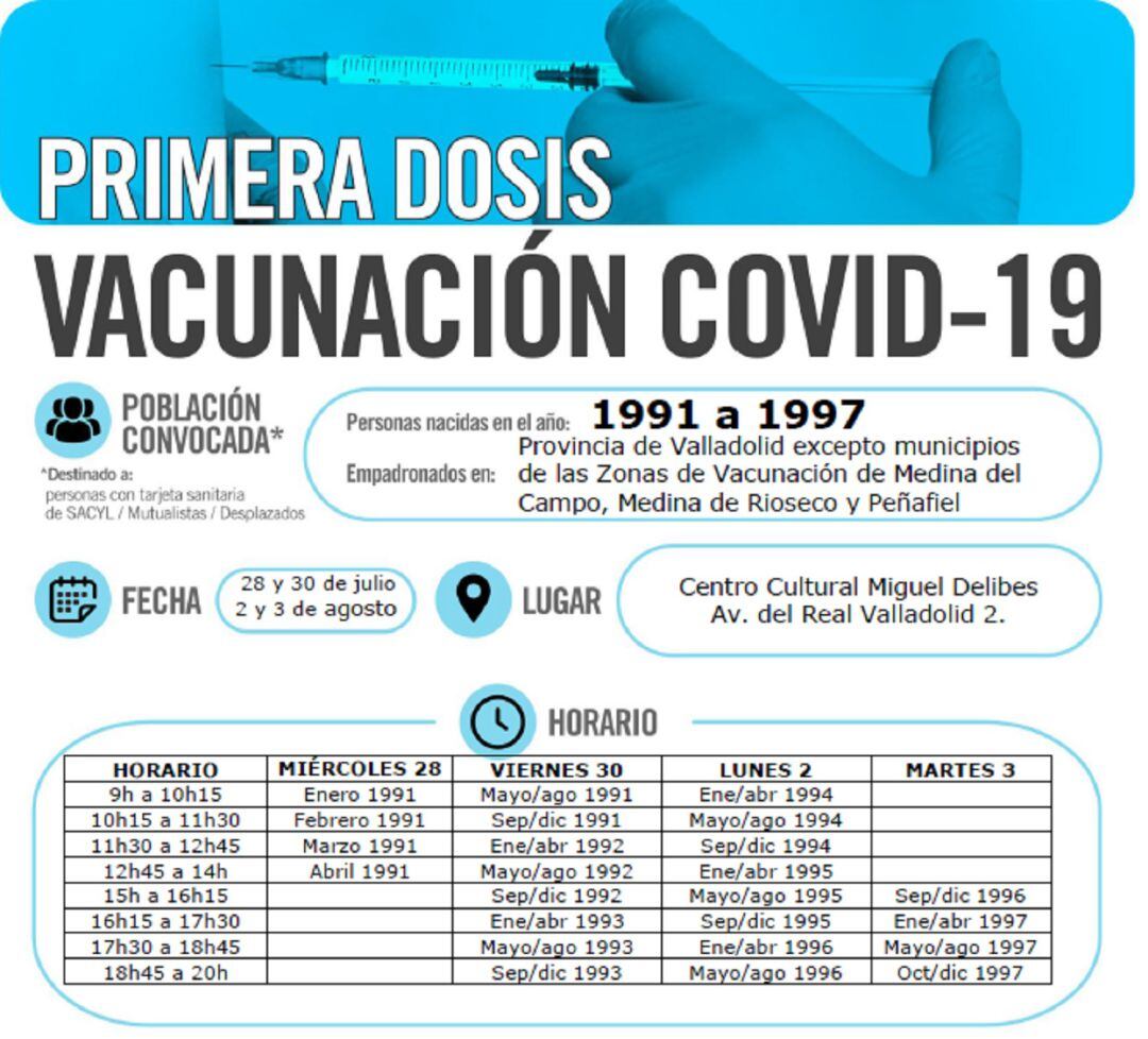 Calendario de vacunación Valladolid 91-97