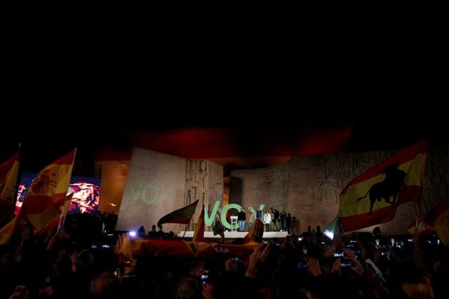 El acto de cierre de campaña de Vox en la plaza de Colón.