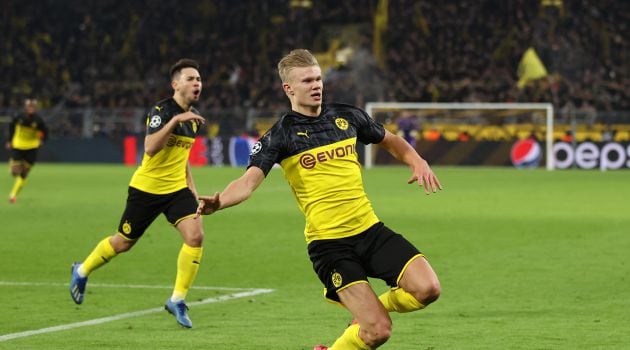 Haaland celebra un gol con el Borussia Dortmund