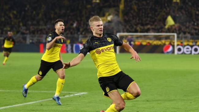 Haaland celebra un gol con el Borussia Dortmund