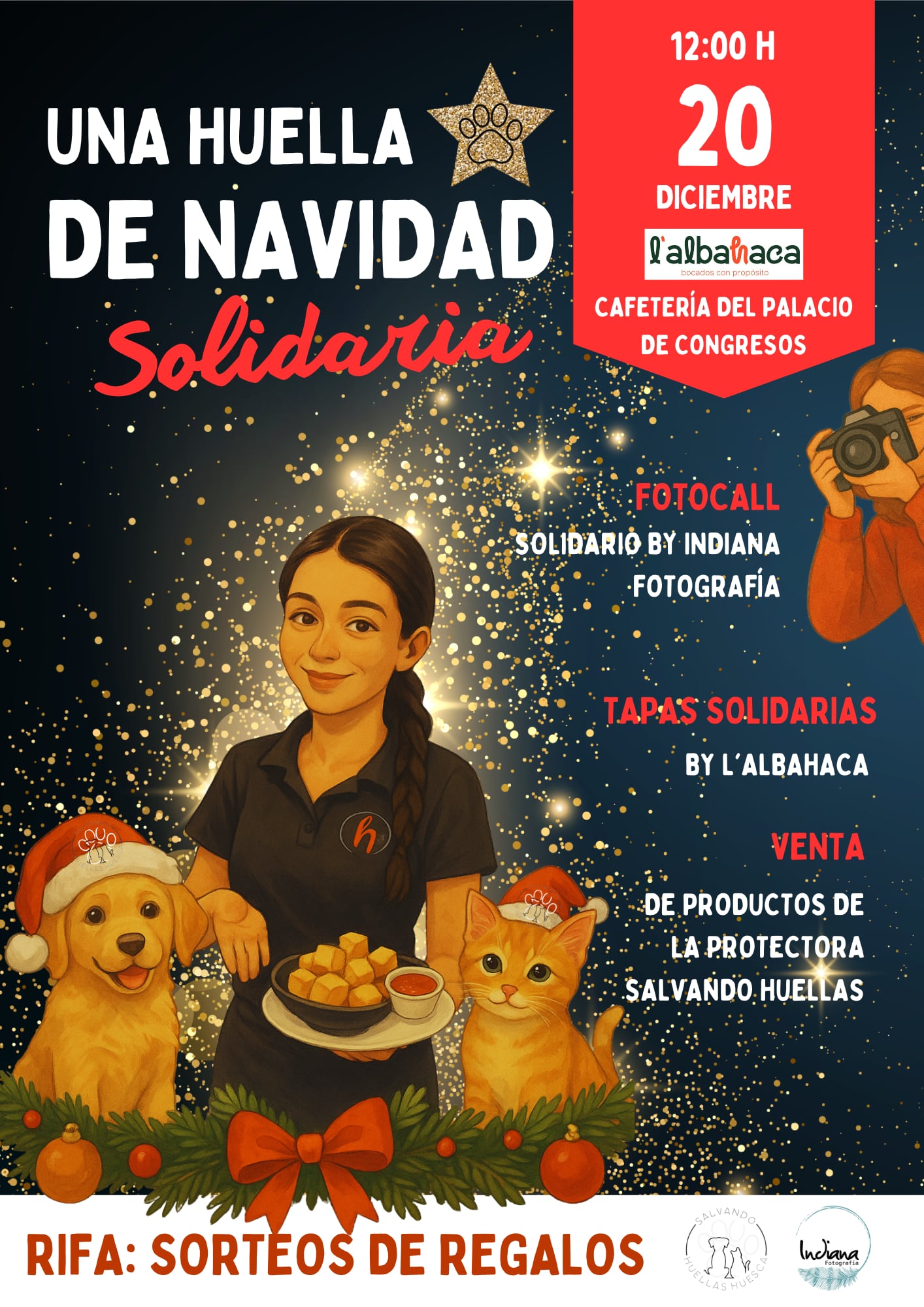 Cartel anunciador de la fiesta solidaria de Salvando huellas