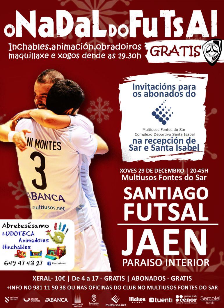 Cartel promocional del partido que enfrentará al Santiago FS con el Jaén Paraíso Interior