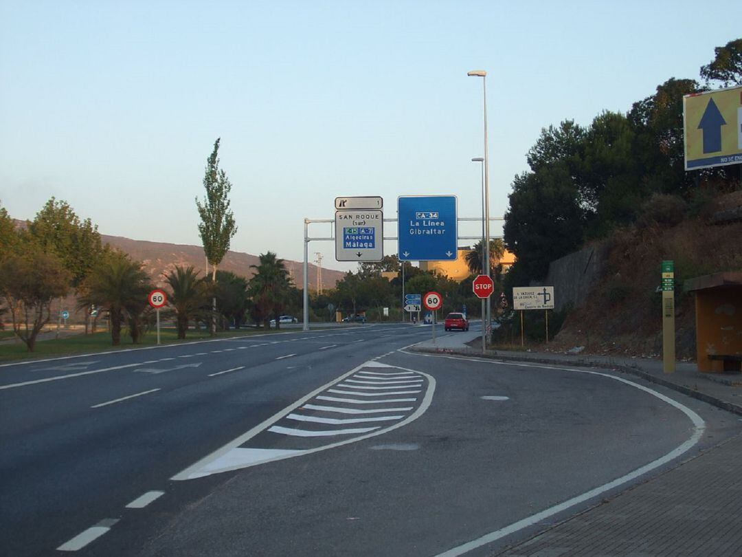 Carretera CA-34 en San Roque.