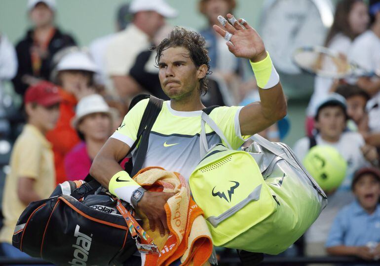 Nadal en su despedida del torneo de Miami.