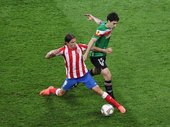 Iraola y Filipe Luis en la final de la Europa League.