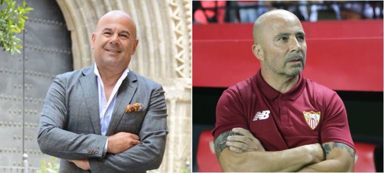 El bordador Francisco Carrera Iglesias &#039;Paquili&#039;, a la izquierda, guarda un gran parecido con el entrenador del Sevilla FC, Jorge Sampaoli